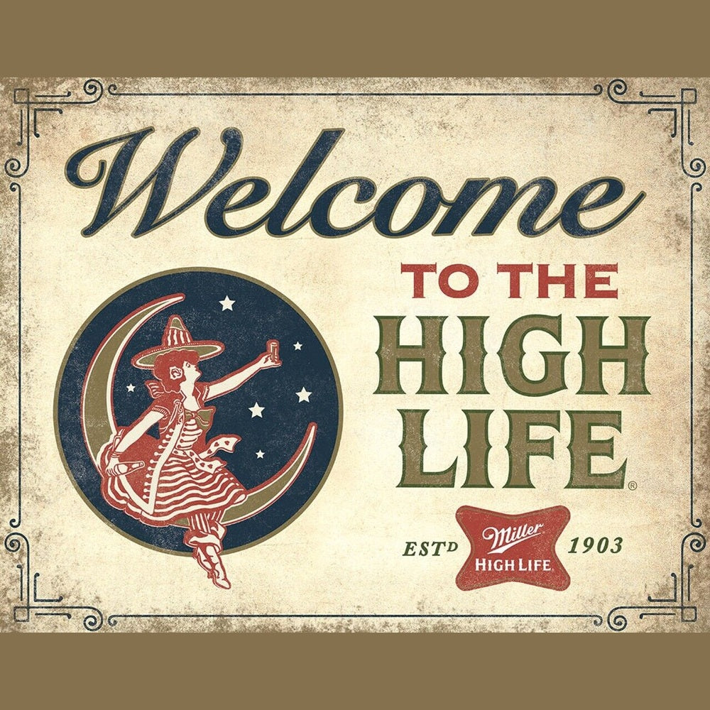 Welcome To The High Life Miller Beer Vintage Novelty Sign 16" x 12.5" Home & Garden:Home Décor:Plaques & Signs Style Your Walls
