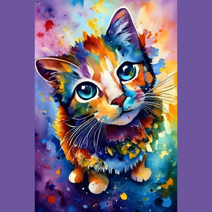 Contemporary Art Vibrant Cat Canvas Print 15.7" x 23.6" Stunning! NEW! Home & Garden:Home Décor:Posters & Prints Style Your Walls
