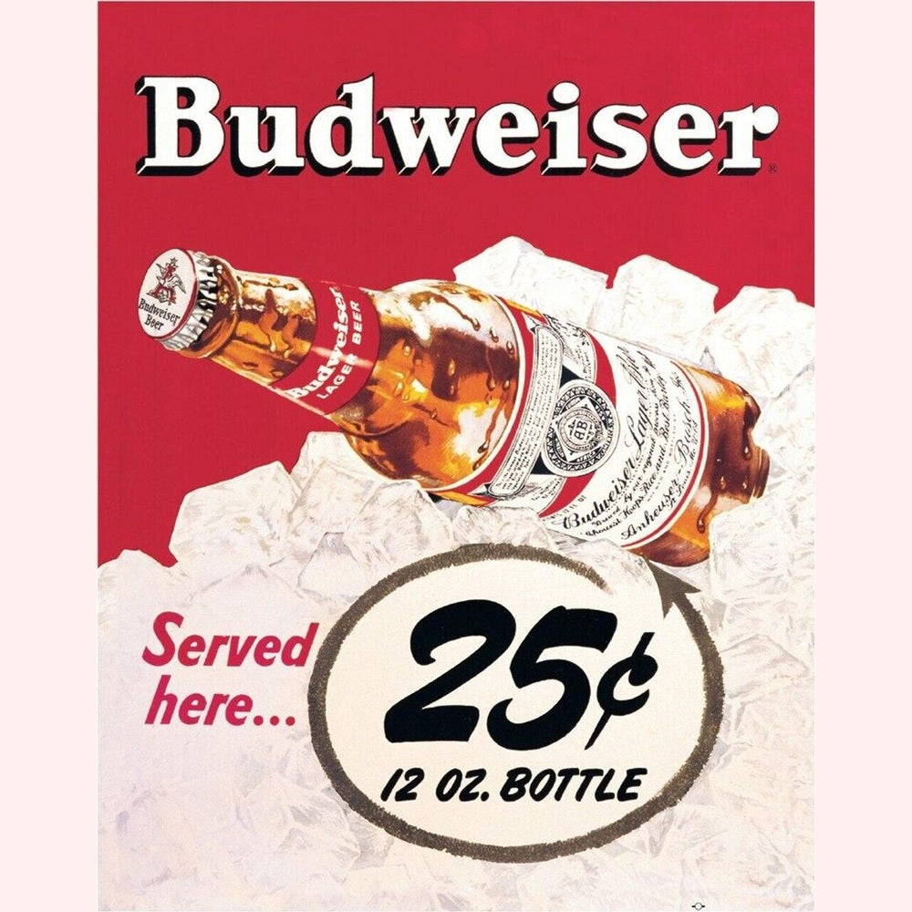 Budweiser Beer Served Here 25 Cents Vintage Novelty Sign 16" x 12.5" Home & Garden:Home Décor:Plaques & Signs Style Your Walls