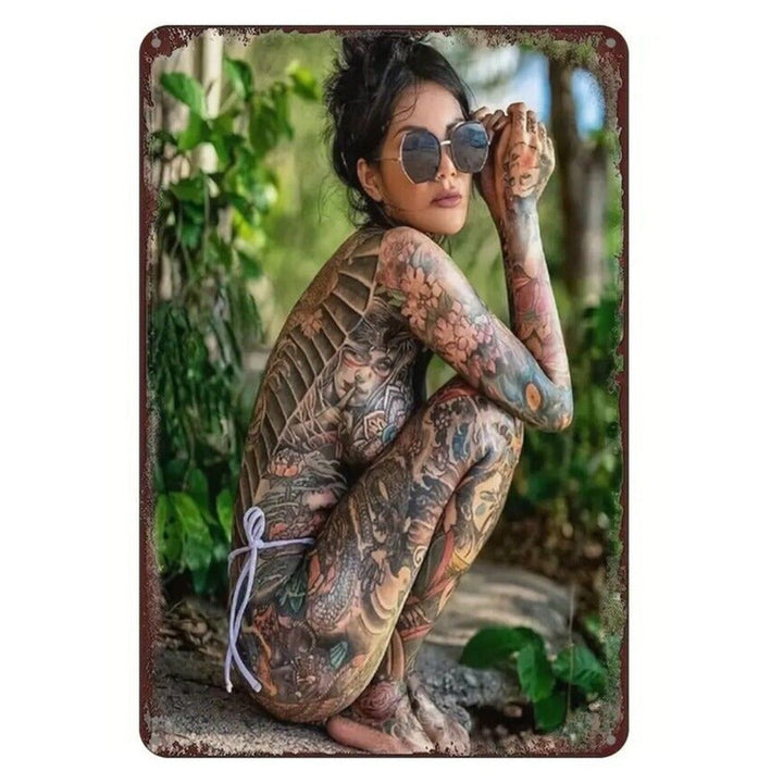 Female Tattoo Model Vintage Novelty Metal Sign 8" x 12" Home & Garden:Home Décor:Plaques & Signs Style Your Walls