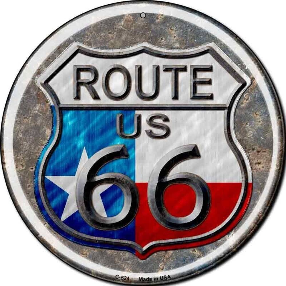 Texas Route 66 Novelty Metal Circular Sign Home & Garden:Home Décor:Plaques & Signs Style Your Walls