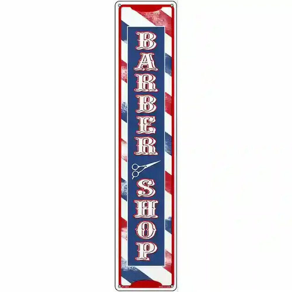 Barber Shop Red, White, & Blue Vertical 24" x 5" Novelty Metal Sign New! Home & Garden:Home Décor:Plaques & Signs Style Your Walls
