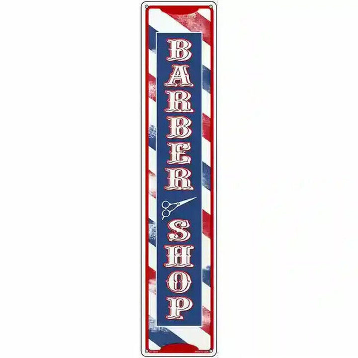 Barber Shop Red, White, & Blue Vertical 24" x 5" Novelty Metal Sign New! Home & Garden:Home Décor:Plaques & Signs Style Your Walls