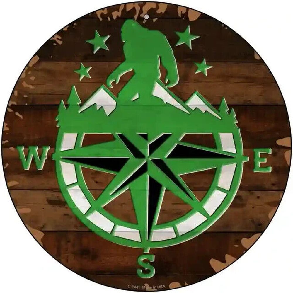 Bigfoot Compass Novelty Metal 12" Circle Sign New! Home & Garden:Home Décor:Plaques & Signs Style Your Walls