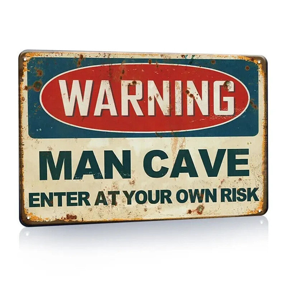 Warning Man Cave Novelty Metal Sign 12 x 8 Wall Art Home & Garden:Home Décor:Plaques & Signs Style Your Walls
