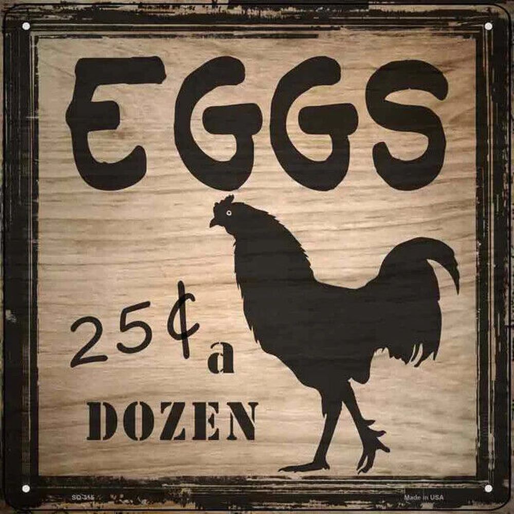 Eggs 25 Cents A Dozen Vintage Metal Novelty 12" x 12" Sign New! Home & Garden:Home Décor:Plaques & Signs Style Your Walls