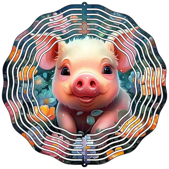 10" Metal Happy Pig Wind Spinner 360 swivel hook Yard Decor Home & Garden:Yard, Garden & Outdoor Living:Décor:Windmills & Wind Spinners Style Your Walls