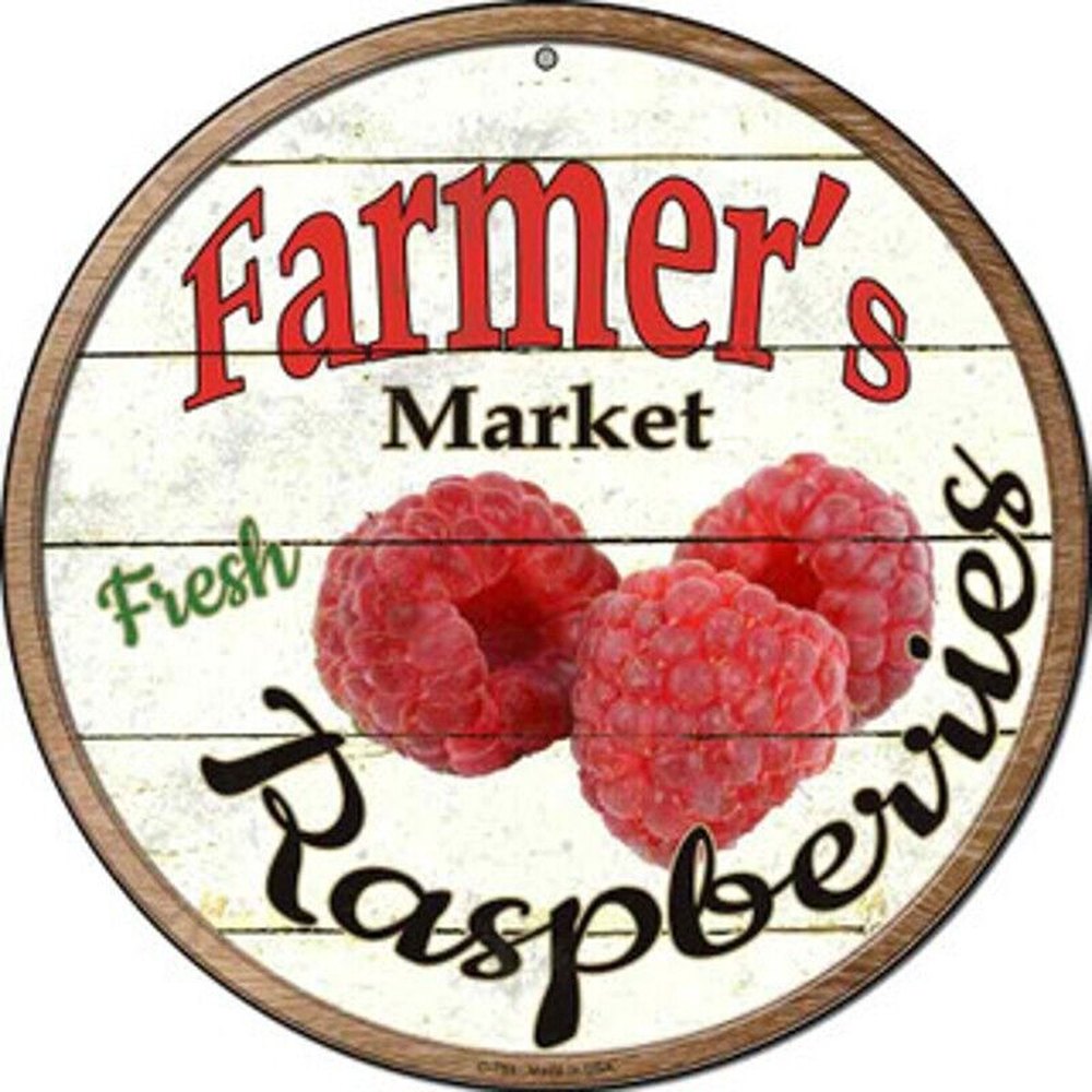 Farmer's Market Fresh Raspberries Novelty 8" Metal Circular Sign NEW! Home & Garden:Home Décor:Plaques & Signs Style Your Walls
