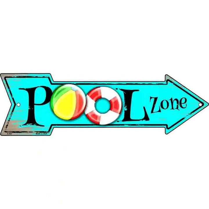 Pool Zone Metal Arrow Sign 17" x 5" NEW! Home & Garden:Home Décor:Plaques & Signs Style Your Walls