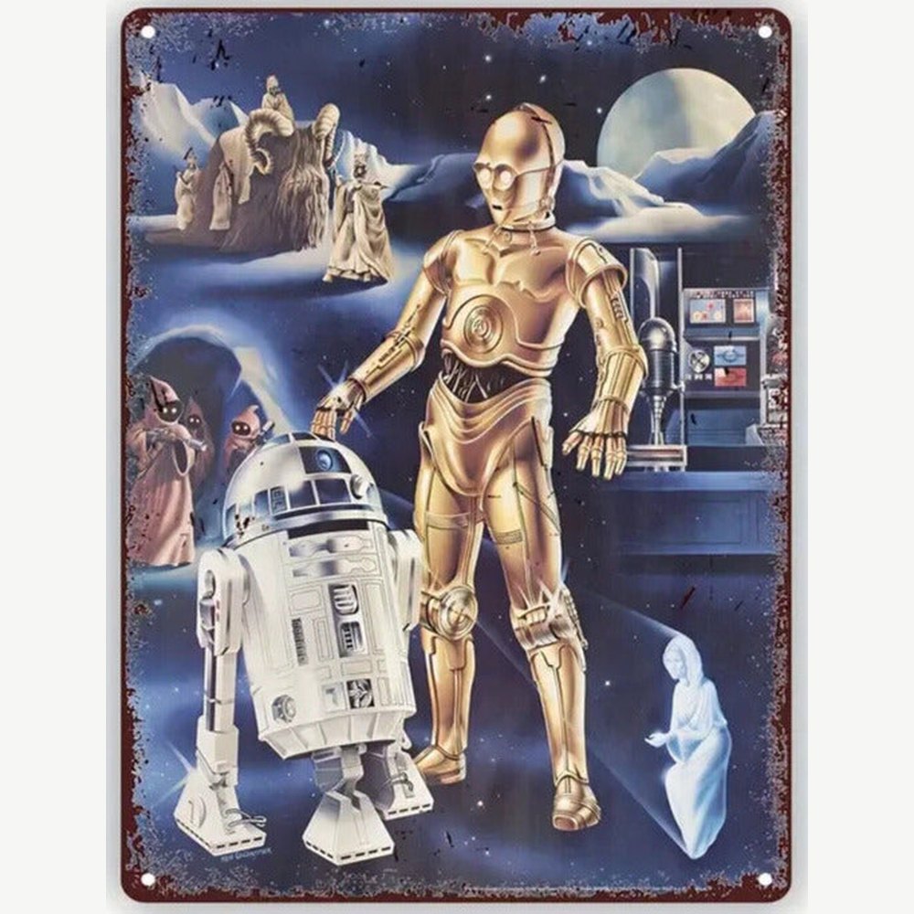 Star Wars R2-D2 And C-3PO Vintage Novelty Metal Sign 12" x 8" Wall Art Home & Garden:Home Décor:Plaques & Signs Style Your Walls