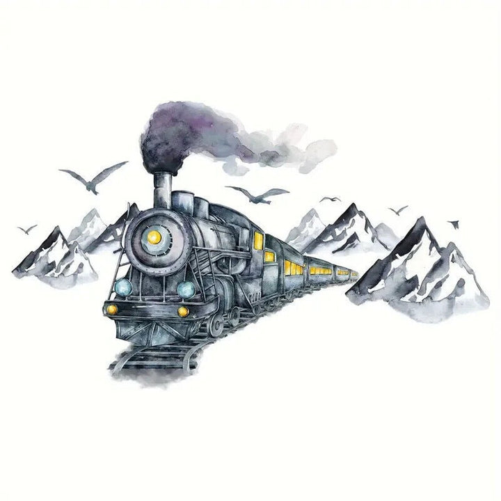 Train Wall Sticker Kids Room Vinyl Art Decal Mountains & Wild Geese Scenic Home & Garden:Home Décor:Decals, Stickers & Vinyl Art Style Your Walls
