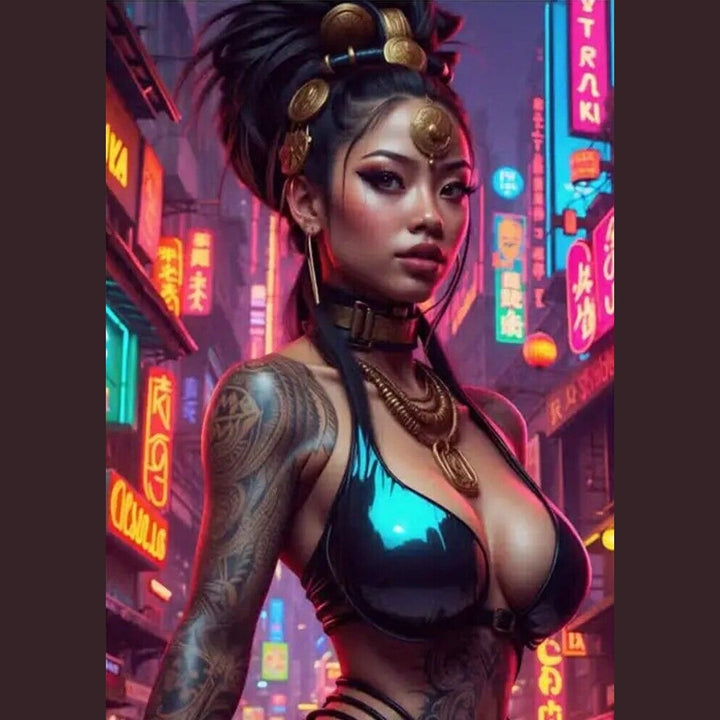 Stunning Tattoo Girl Futuristic Artistic Canvas Print 12" X 16" Art:Art Prints Style Your Walls