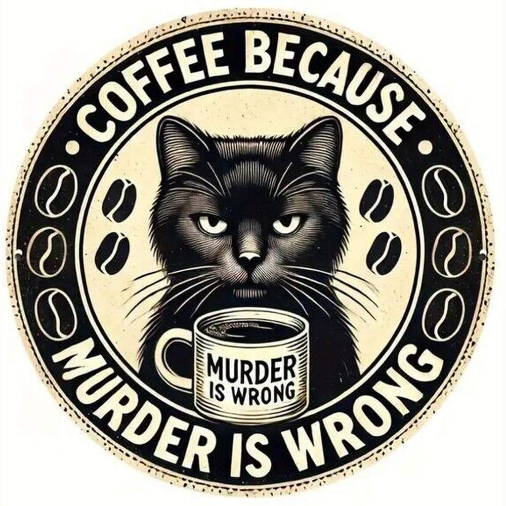 Coffee Because Murder Is Wrong Novelty 8" Round Metal Sign NEW! Home & Garden:Home Décor:Plaques & Signs Style Your Walls