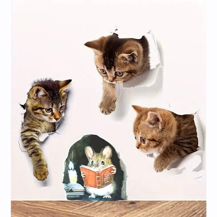 4-Piece Adorable Cat And Mouse 3D Wall Decal NEW! Home & Garden:Home Décor:Decals, Stickers & Vinyl Art Style Your Walls