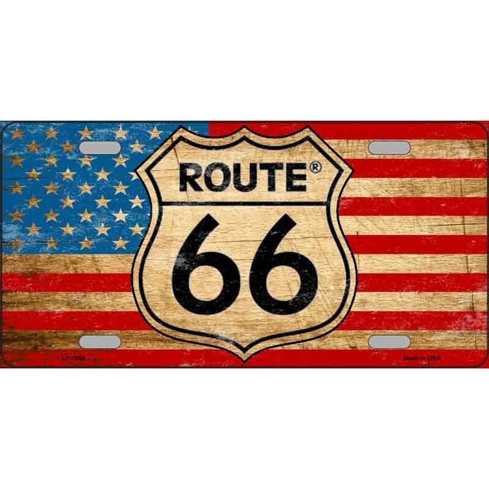 Route 66 American Flag Metal Novelty License Plate eBay Motors:Parts & Accessories:Car & Truck Parts & Accessories:Exterior Parts & Accessories:License Plates & Frames Style Your Walls