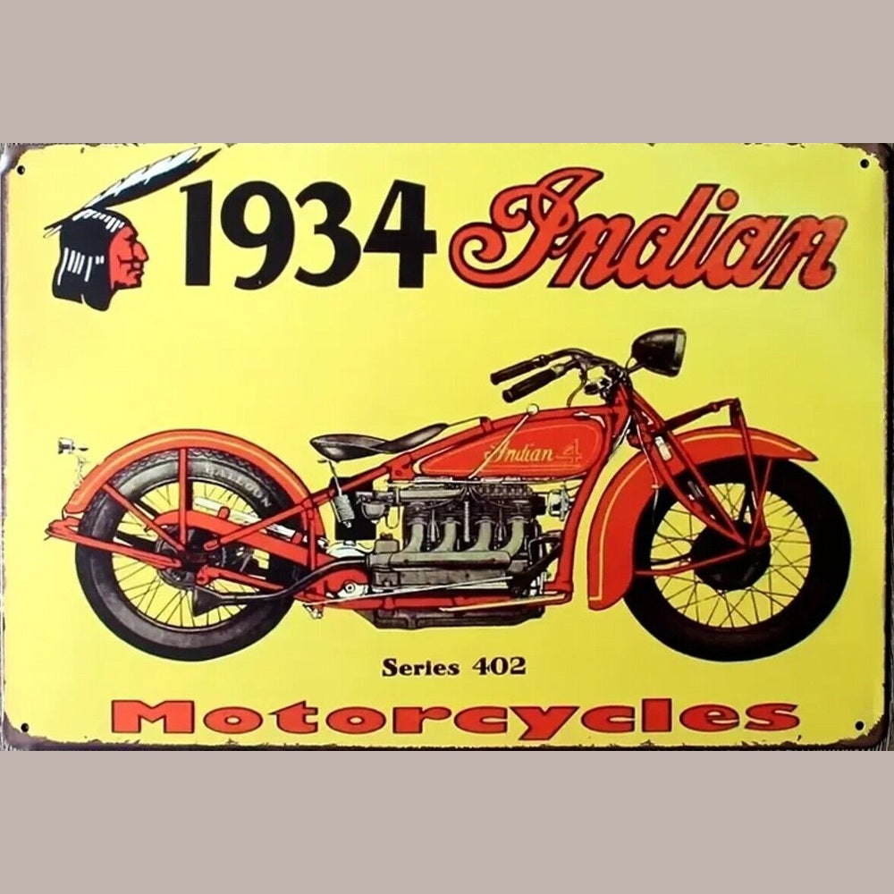 1934 Indian Motorcycles Series 402 8" x 12" Novelty Metal Sign Wall Art Home & Garden:Home Décor:Plaques & Signs Style Your Walls