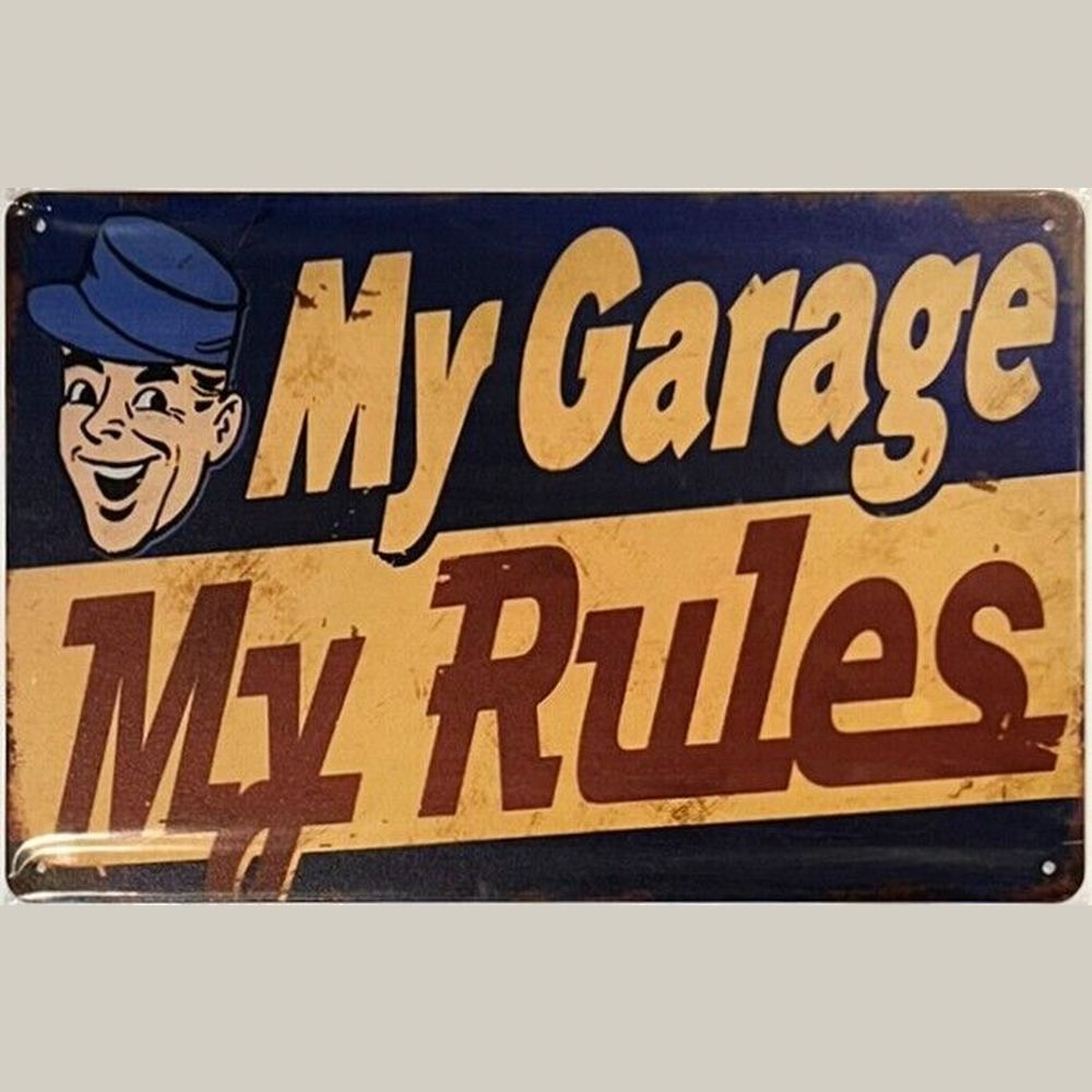 My Garage My Rules Novelty Metal Sign 8" x 12" Wall Art Home & Garden:Home Décor:Plaques & Signs Style Your Walls