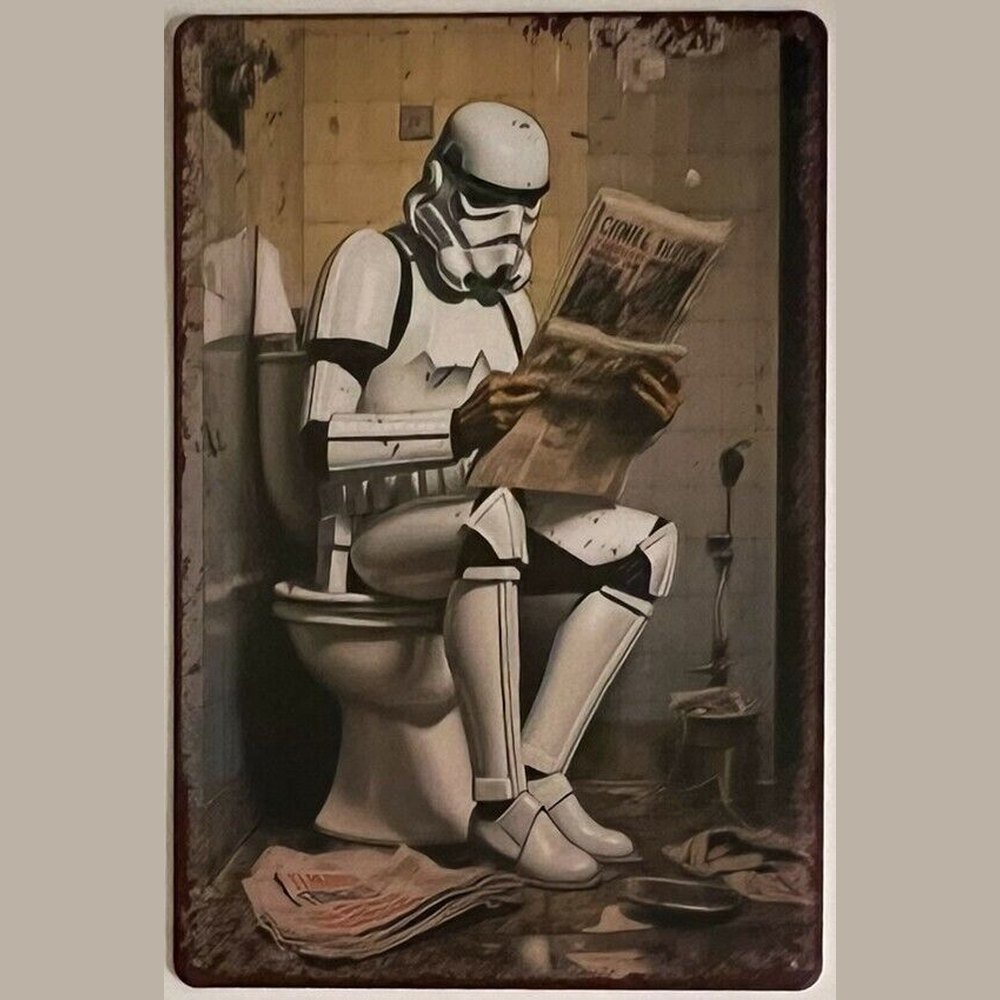 Stormtrooper Taking A Break Novelty Vintage Metal Sign 12" x 8" Wall Art Home & Garden:Home Décor:Plaques & Signs Style Your Walls