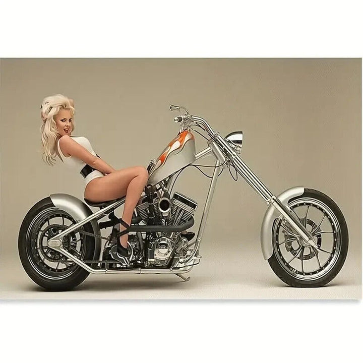 Modern Art, Cool Motorcycle Girl Artistic Canvas Print 12" x 18" NEW! Home & Garden:Home Décor:Posters & Prints Style Your Walls