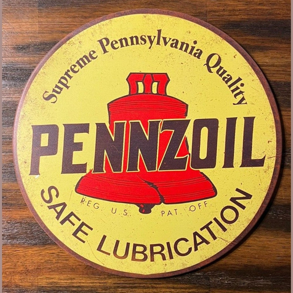 Pennzoil Motor Oil Vintage Hem Wrapped Novelty 12" Diameter Circular Sign NEW! Home & Garden:Home Décor:Plaques & Signs Style Your Walls