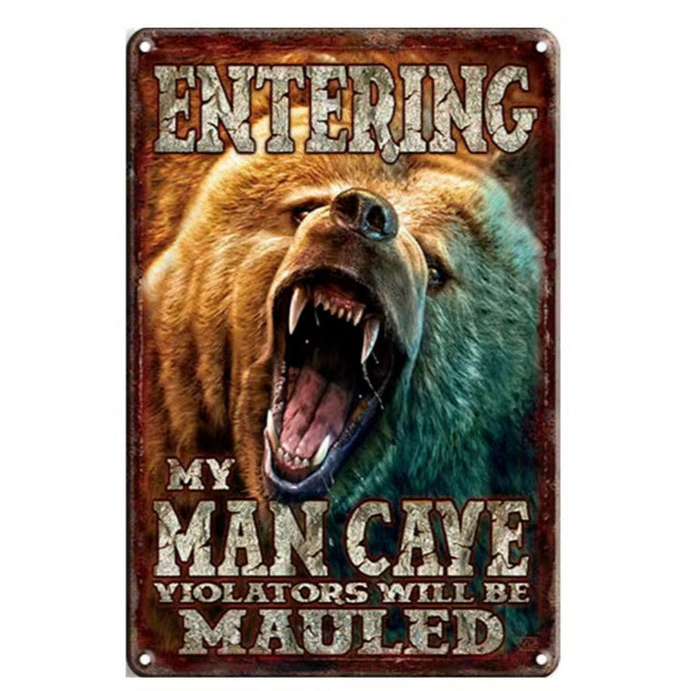 Entering My Man Cave "Violators Will Be Mauled" Novelty Metal Sign 8" x 12" NEW! Home & Garden:Home Décor:Plaques & Signs Style Your Walls