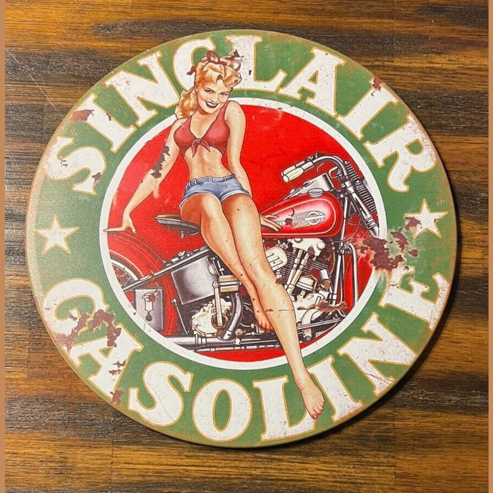 Sinclair Gasoline Vintage Hem Wrapped Novelty 12" Diameter Circular Sign NEW! Home & Garden:Home Décor:Plaques & Signs Style Your Walls