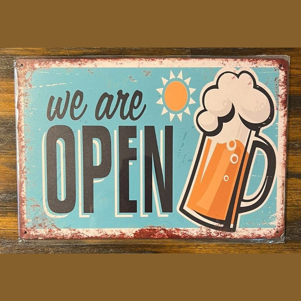 We Are Open Beer Bar Man Cave Vintage Novelty Metal Sign Home & Garden:Home Décor:Plaques & Signs Style Your Walls