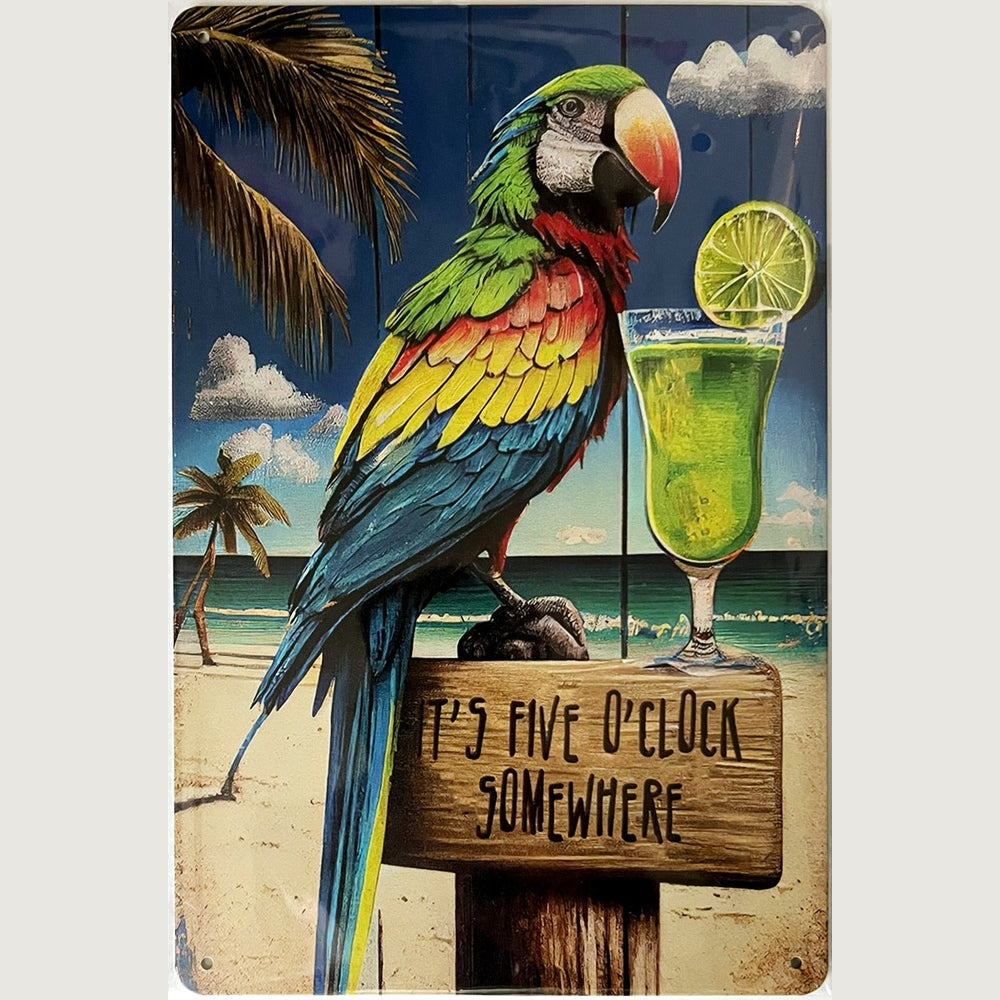 It's Five O'Clock Somewhere Novelty Metal Sign 8" x 12" NEW! Home & Garden:Home Décor:Plaques & Signs Style Your Walls