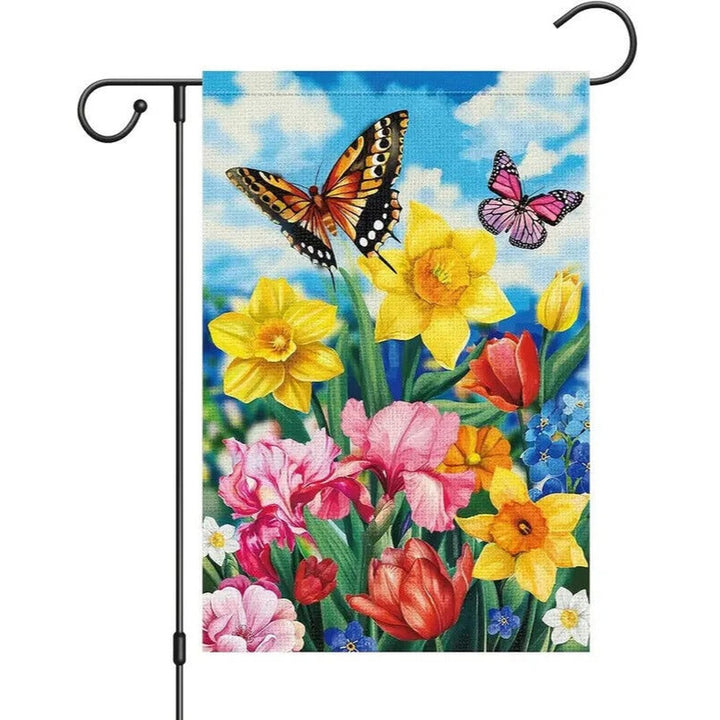 Daffodils & Butterflies Burlap Garden Flag Double-Sided 12" x 18" NEW! Home & Garden:Yard, Garden & Outdoor Living:Décor:Flags Style Your Walls