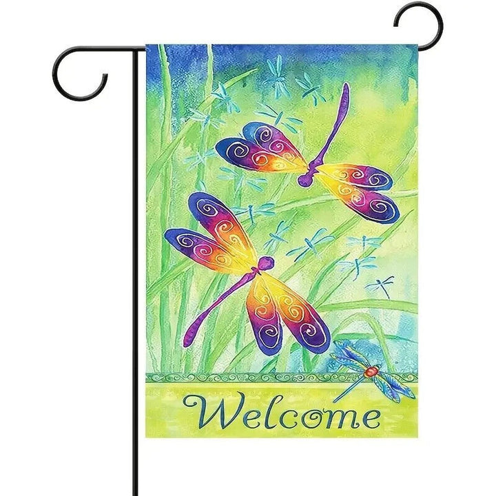 Dragonfly & Butterfly Welcome Burlap Garden Flag Double-Sided 12" x 18" NEW! Home & Garden:Yard, Garden & Outdoor Living:Décor:Flags Style Your Walls