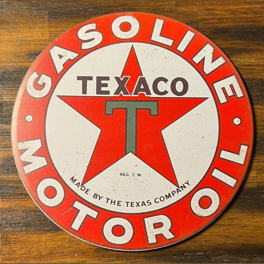 Texaco Motor Oil Vintage Hem Wrapped Novelty 12" Diameter Circular Sign NEW! Home & Garden:Home Décor:Plaques & Signs Style Your Walls