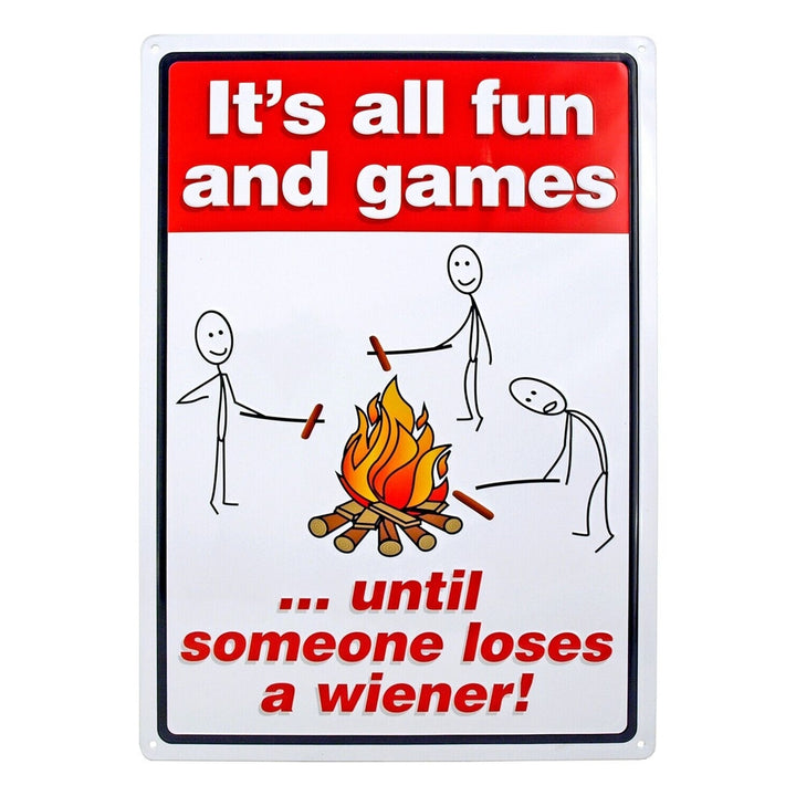 It's All Fun And Games Until Someone Loses A Weiner 17 x 12 Embossed Metal Sign Home & Garden:Home Décor:Plaques & Signs Style Your Walls