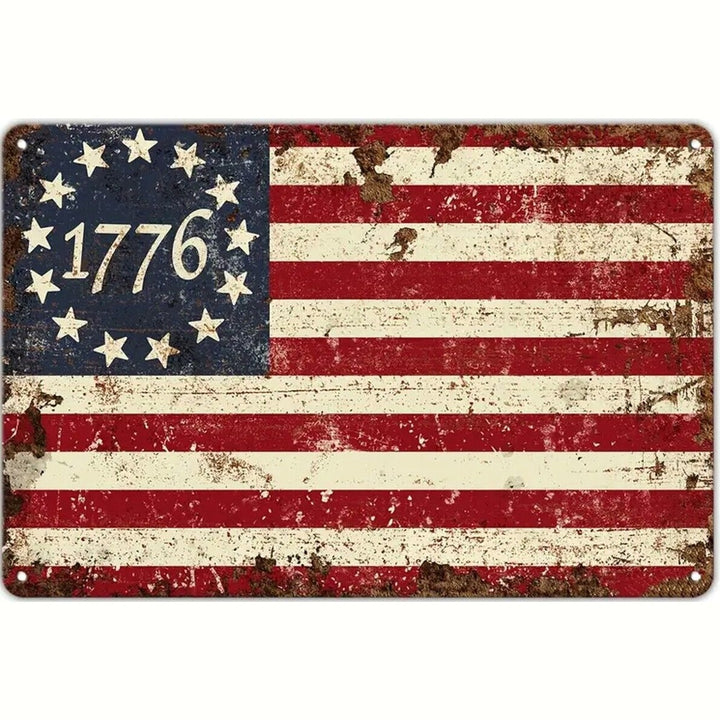 1776 Vintage American Flag Metal Sign 12" x 8" Wall Art Home & Garden:Home Décor:Plaques & Signs Style Your Walls