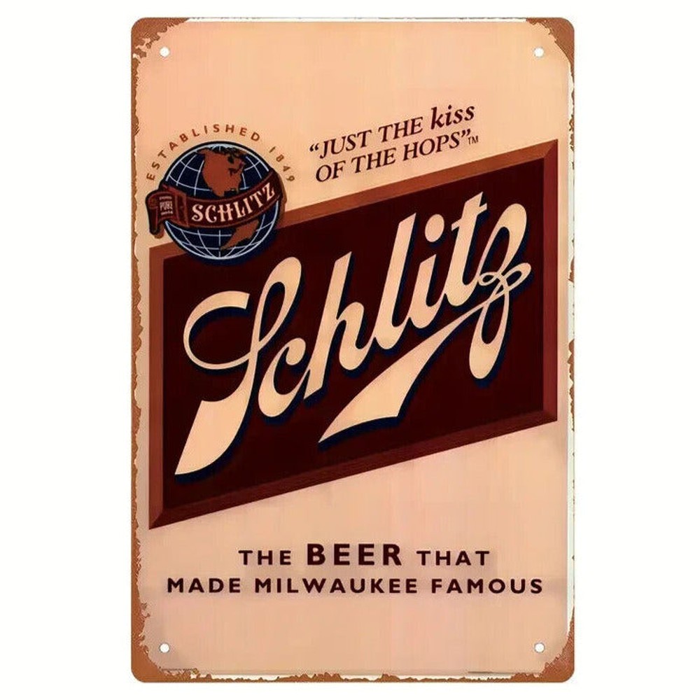 Schlitz The Beer That Made Milwaukee Famous Vintage Novelty Metal Sign 12" x 8" Home & Garden:Home Décor:Plaques & Signs Style Your Walls