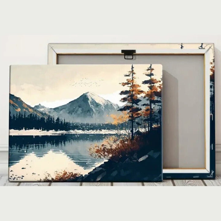 Nordic Style Mountain Landscape Artistic Canvas Print Framed 12" x 16" Wall Art Home & Garden:Home Décor:Posters & Prints Style Your Walls
