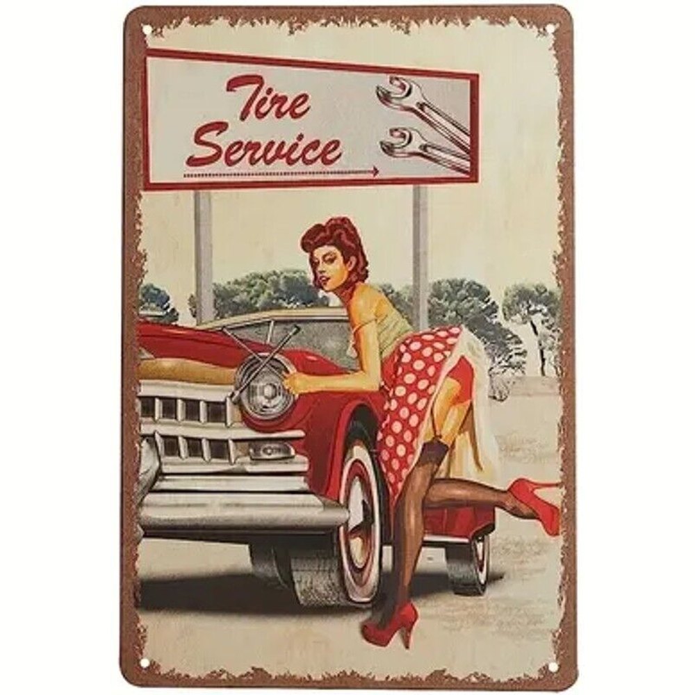 Tire Service Vintage Novelty Metal Sign 12" x 8" Wall Art Home & Garden:Home Décor:Plaques & Signs Style Your Walls