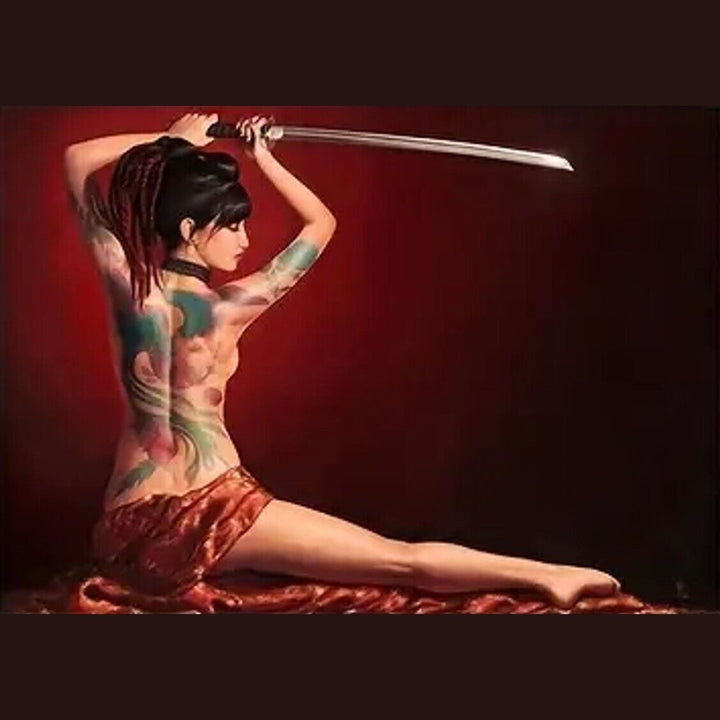 Japanese Geisha Woman Samurai Tattoos Canvas Print 11.8" x 17.7" Stunning! NEW! Home & Garden:Home Décor:Posters & Prints Style Your Walls