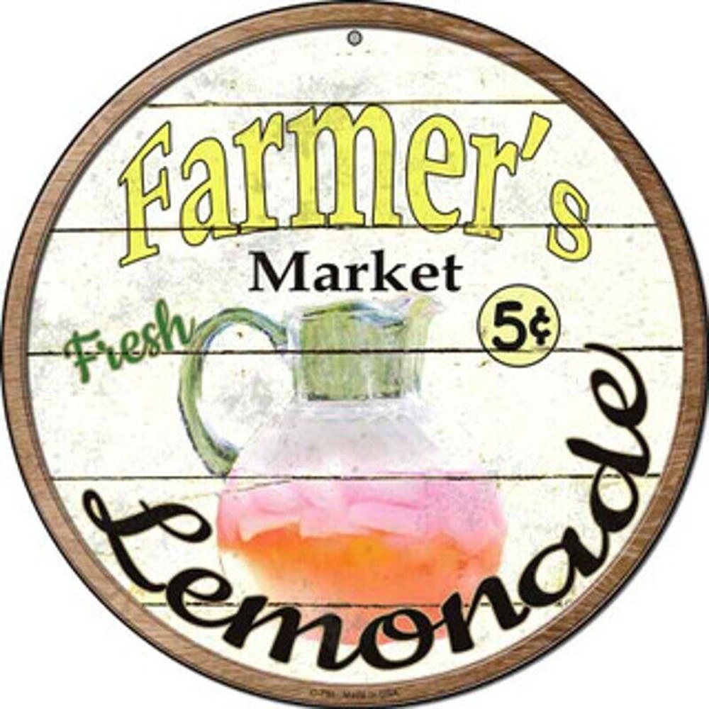 Farmer's Market Fresh Lemonade Novelty 8" Metal Circular Sign NEW! Home & Garden:Home Décor:Plaques & Signs Style Your Walls