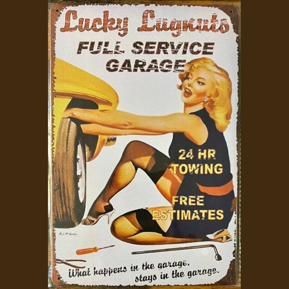 Lucky Lugnuts Full Service Garage Vintage Novelty Metal Sign 12" x 8" NEW! Home & Garden:Home Décor:Plaques & Signs Style Your Walls