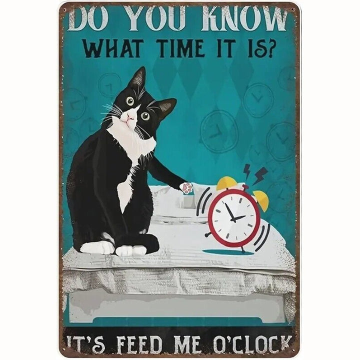 Cat It's Feed Me O'Clock Time 8" x 12" Vintage Novelty metal sign Home & Garden:Home Décor:Plaques & Signs Style Your Walls