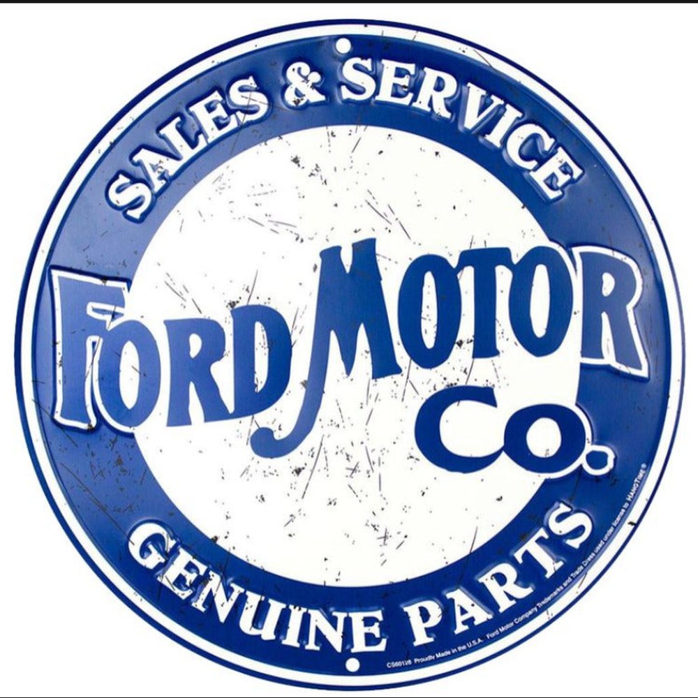 Ford Motor Co. Sales & Service Licensed 12" Diameter Circular Sign NEW! Home & Garden:Home Décor:Plaques & Signs Style Your Walls