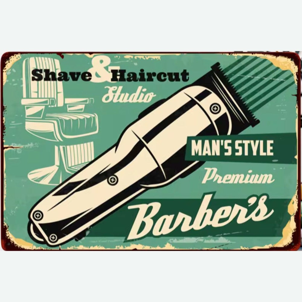 Barber Shop Shave & Haircut Studio Novelty Metal Sign 12" x 8" Wall Art Home & Garden:Home Décor:Plaques & Signs Style Your Walls