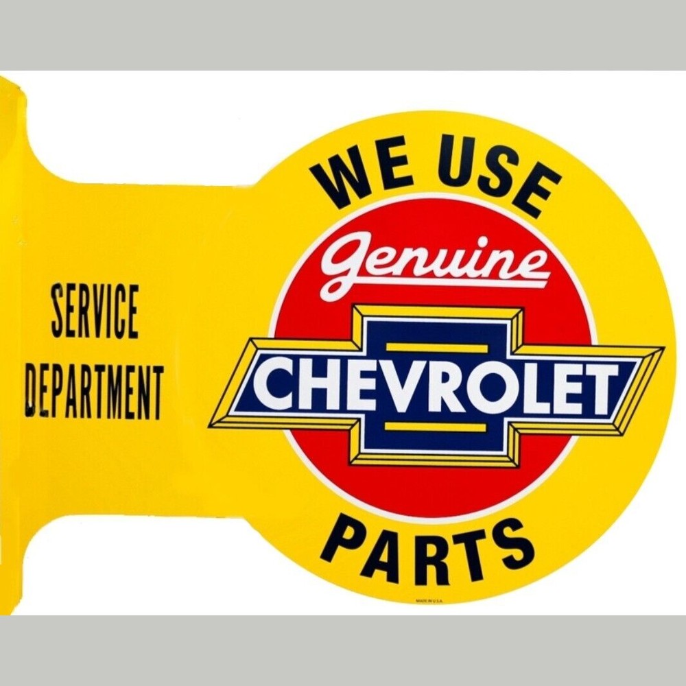 Chevrolet We Use Genuine Parts Two-Sided Flange Sign 14" x 18" Novelty Sign New! Home & Garden:Home Décor:Plaques & Signs Style Your Walls