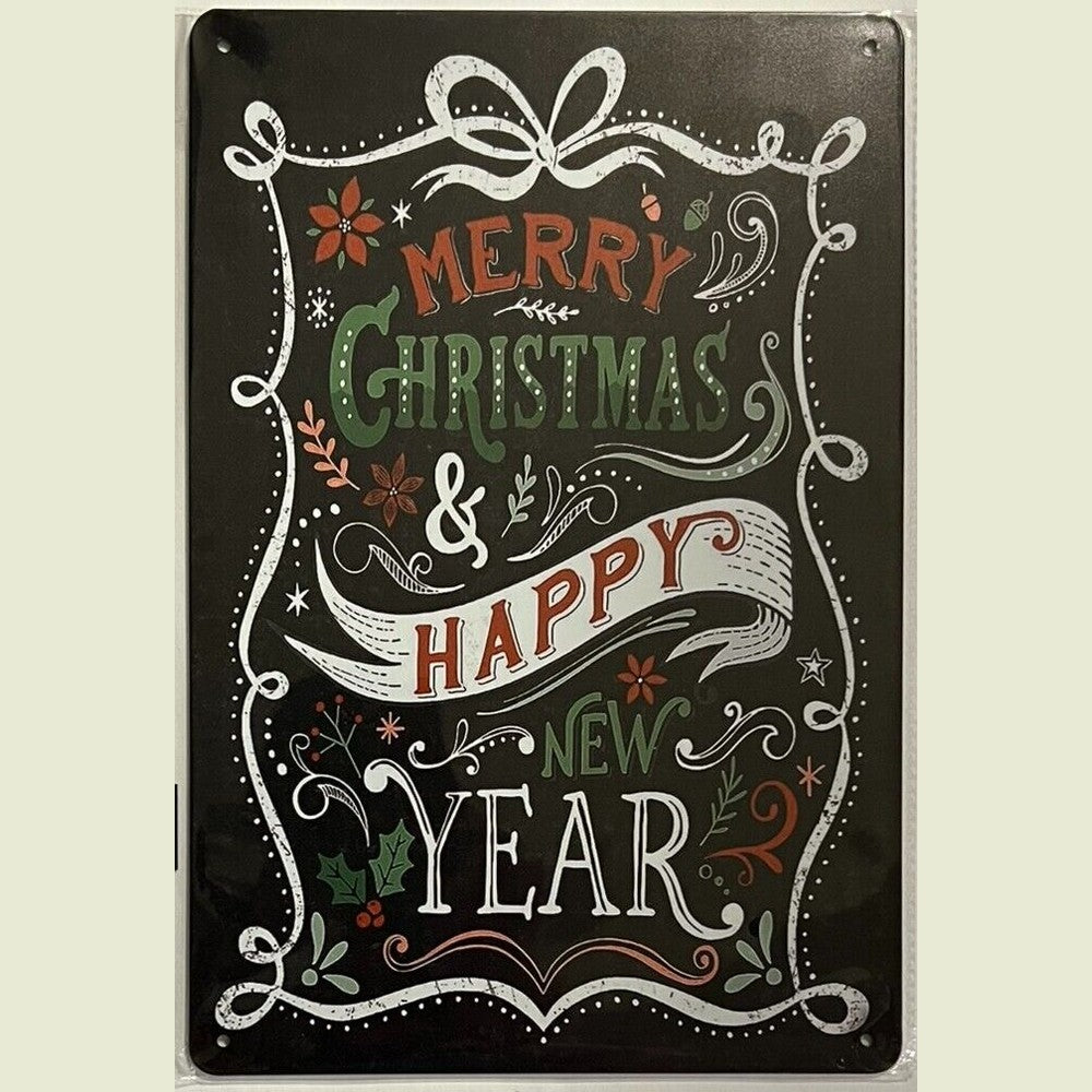 Merry Christmas & Happy New Year Novelty Metal Sign 12" x 8" NEW! Home & Garden:Home Décor:Plaques & Signs Style Your Walls