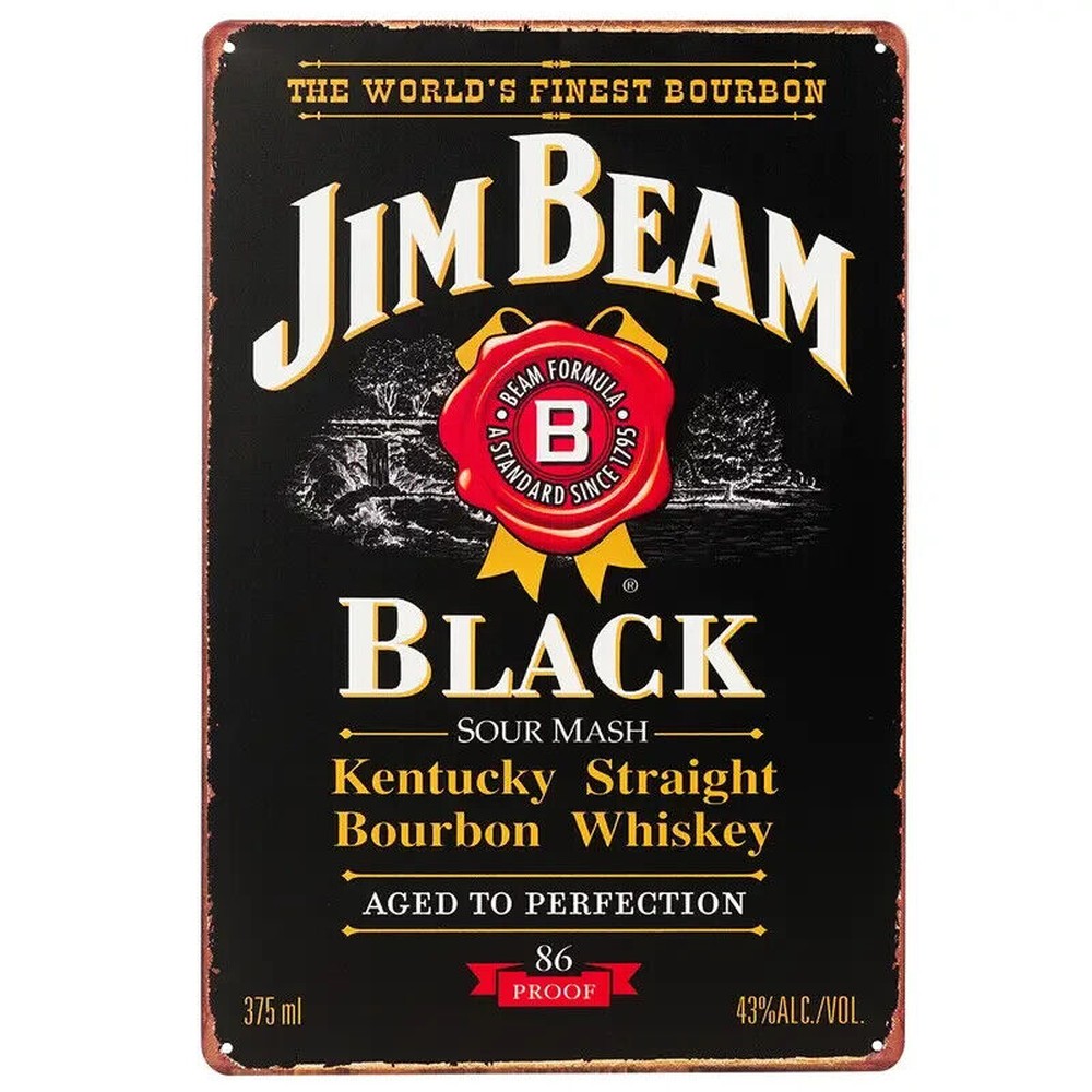 Jim Beam Black Kentucky Straight Bourbon Whiskey Novelty Metal Sign 8" x 12" Home & Garden:Home Décor:Plaques & Signs Style Your Walls