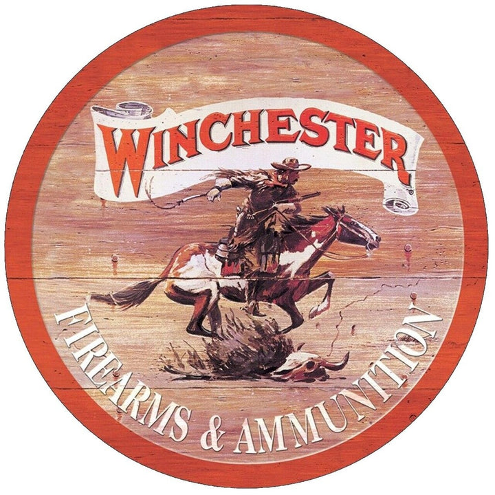 Winchester Firearms & Ammunition Fully Embossed 11.75" Steel Circular Sign New! Home & Garden:Home Décor:Plaques & Signs Style Your Walls