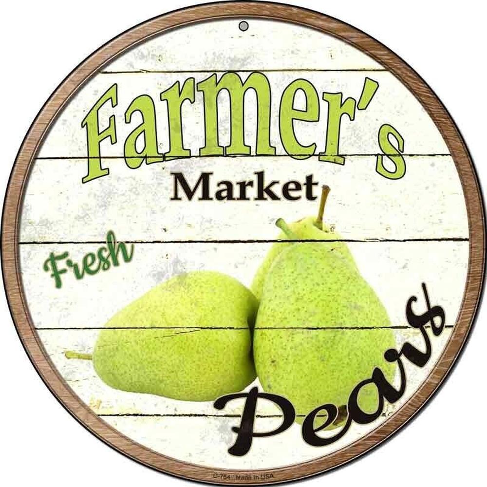 Farmer's Market Fresh Pears Novelty 8" Metal Circular Sign NEW! Home & Garden:Home Décor:Plaques & Signs Style Your Walls