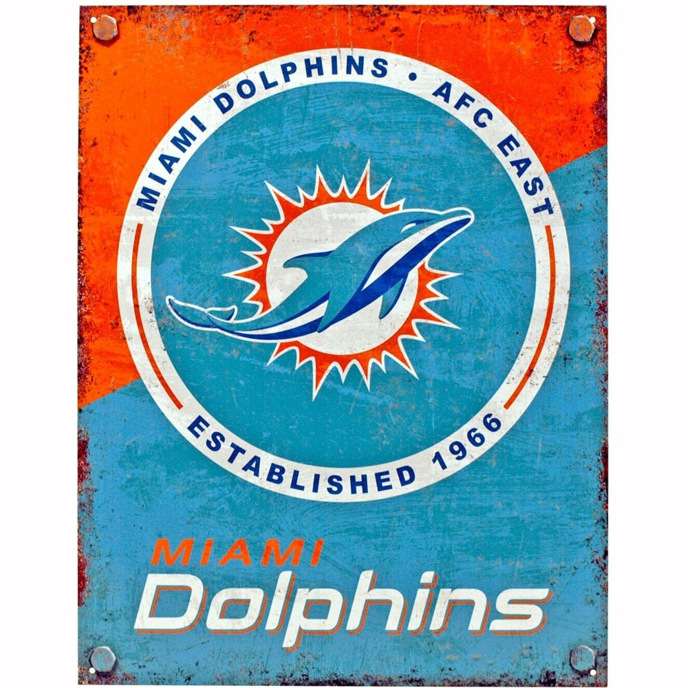 Miami Dolphins Established 1966 Licensed Vintage Novelty Sign 16" x 12.5" Home & Garden:Home Décor:Plaques & Signs Style Your Walls