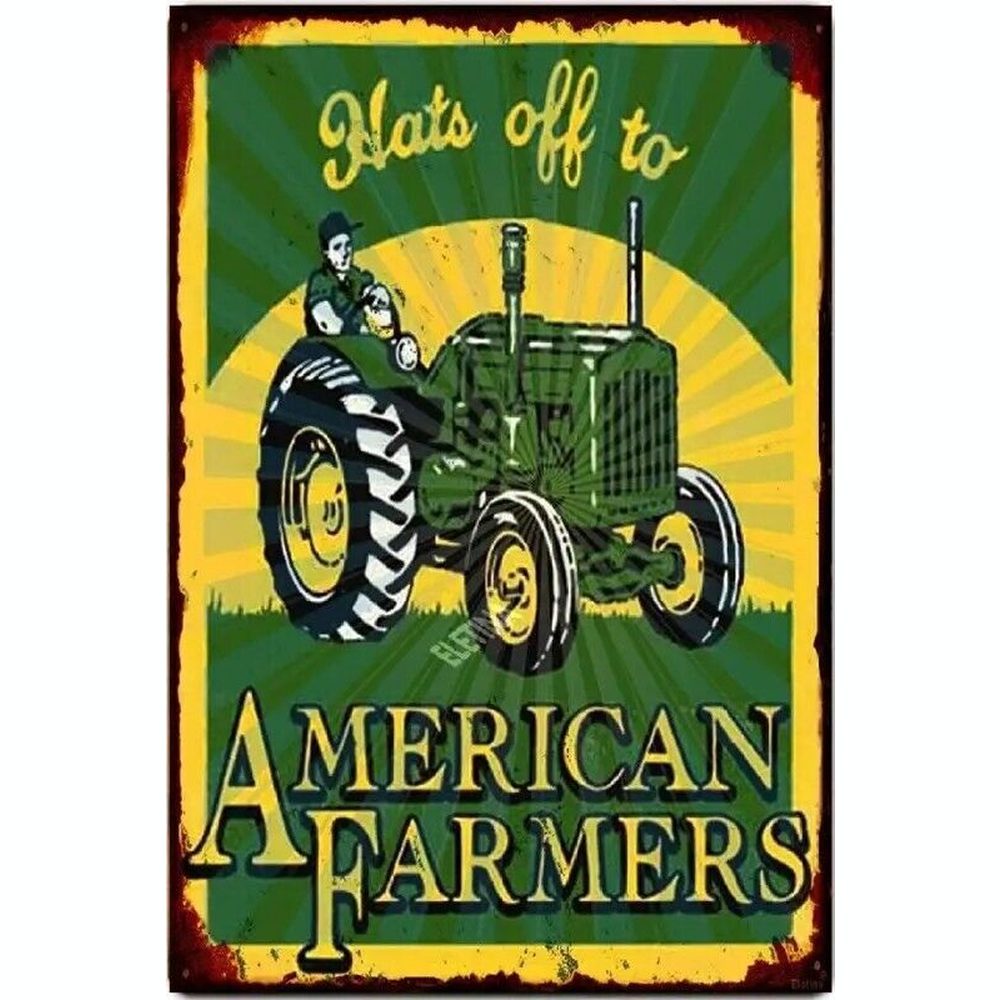 Hats Off To American Farmers Novelty Metal Sign 12 x 8 Wall Art Home & Garden:Home Décor:Plaques & Signs Style Your Walls