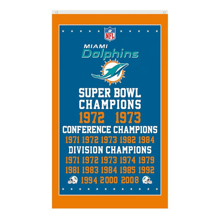 Miami Dolphins Super Bowl Champions Novelty Flag Banner NEW! 3 ft x 5 ft Home & Garden:Yard, Garden & Outdoor Living:Décor:Flags Style Your Walls